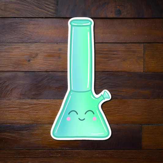 Kawaii Bong Vinyl Sticker | Cute Water Pipe Decal | Adorable Cannabis Sticker | Bumper Stickers | Waterproof Stickers | Stoner Gift