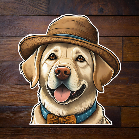 Cowboy Dog Vinyl Sticker | Dog With Hat Vinyl Sticker | Funny Sticker | Stickers for Car | Bumper Stickers | Waterproof Stickers | Stickers